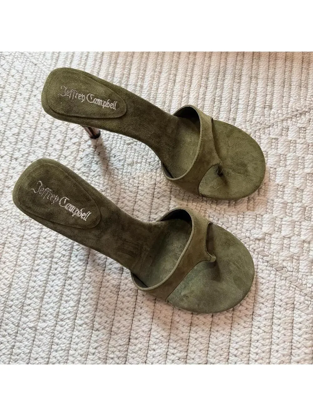 SOLD Jeffrey Campbell Linette Suede Bamboo Heel Thong Sandals - Picture 2 of 6